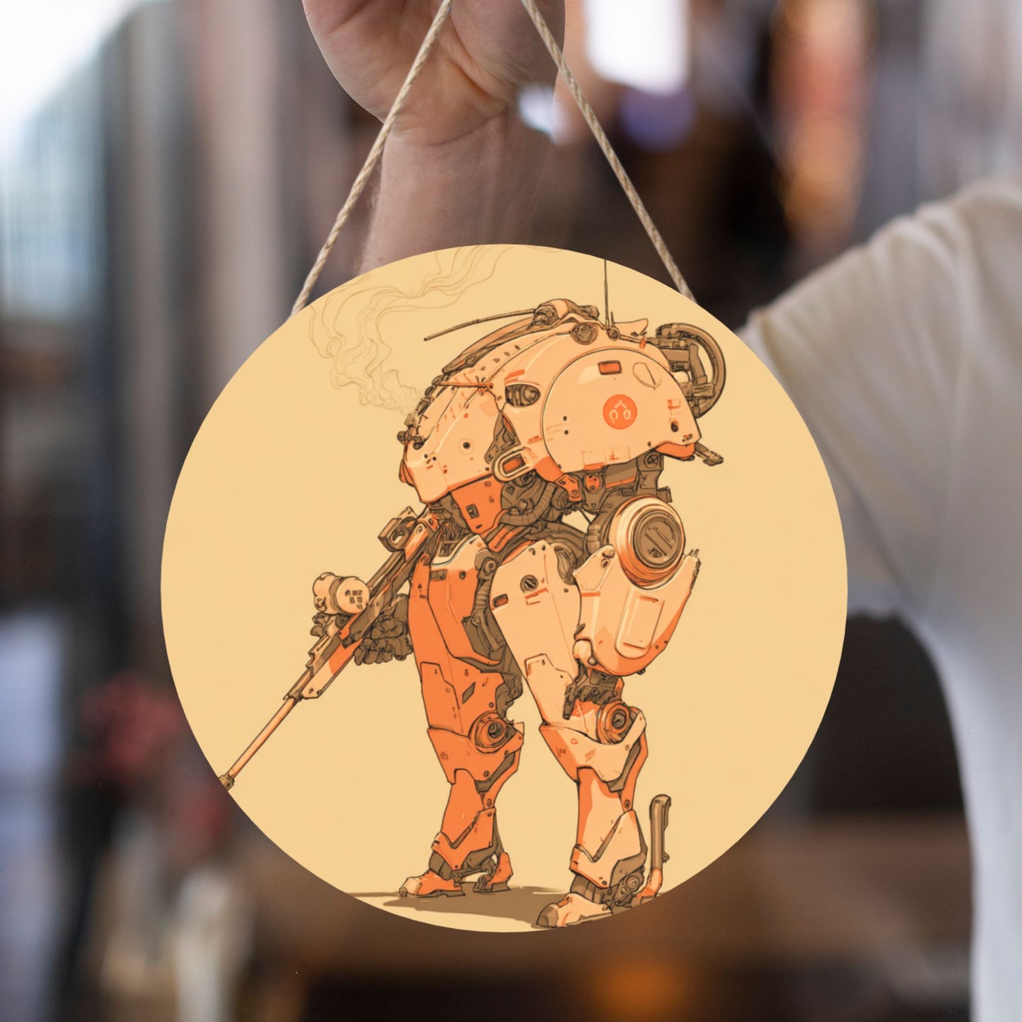 Futuristic Round Wooden Wall Art · A Blend of Technology and Creativity