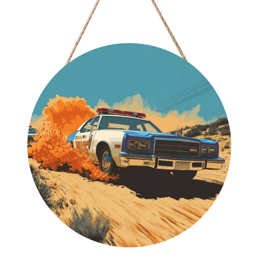 Round Wooden Wall Art · Police Chase Theme to Bring Action into Your Space