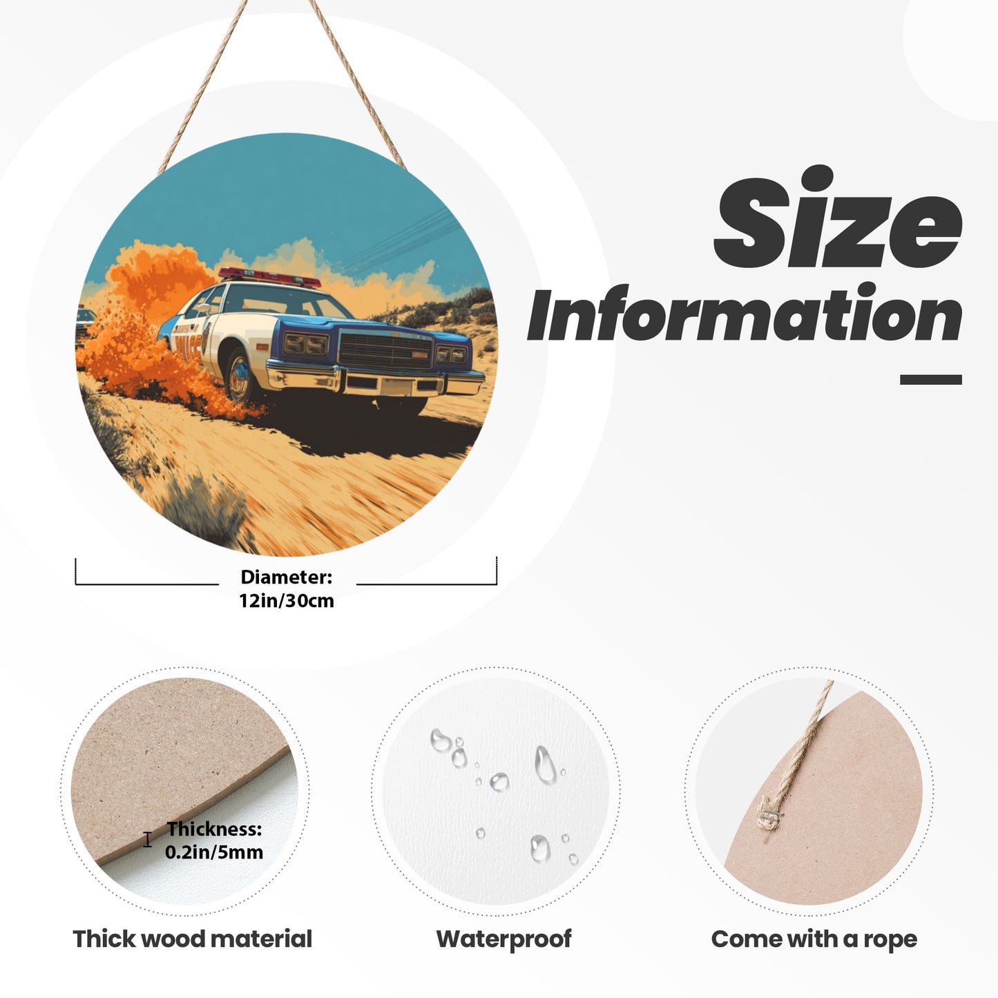 Round Wooden Wall Art · Police Chase Theme to Bring Action into Your Space
