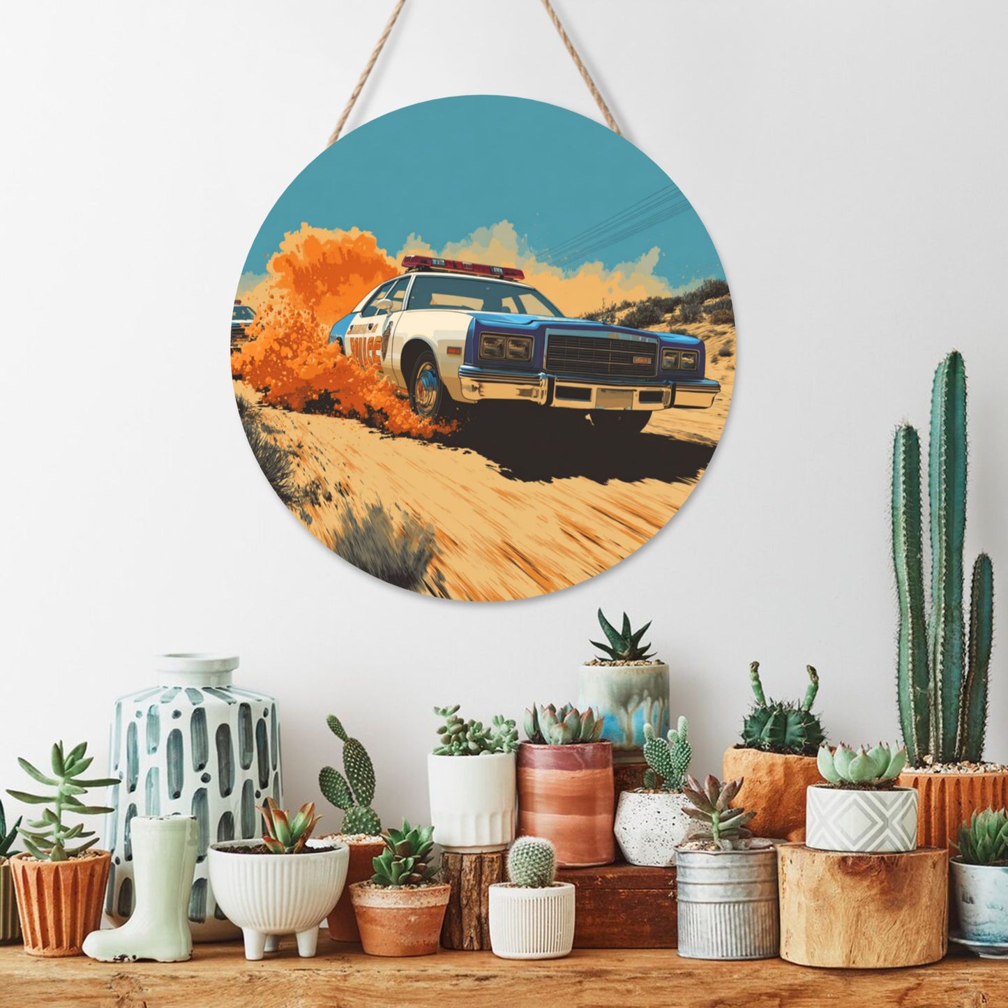 Round Wooden Wall Art · Police Chase Theme to Bring Action into Your Space