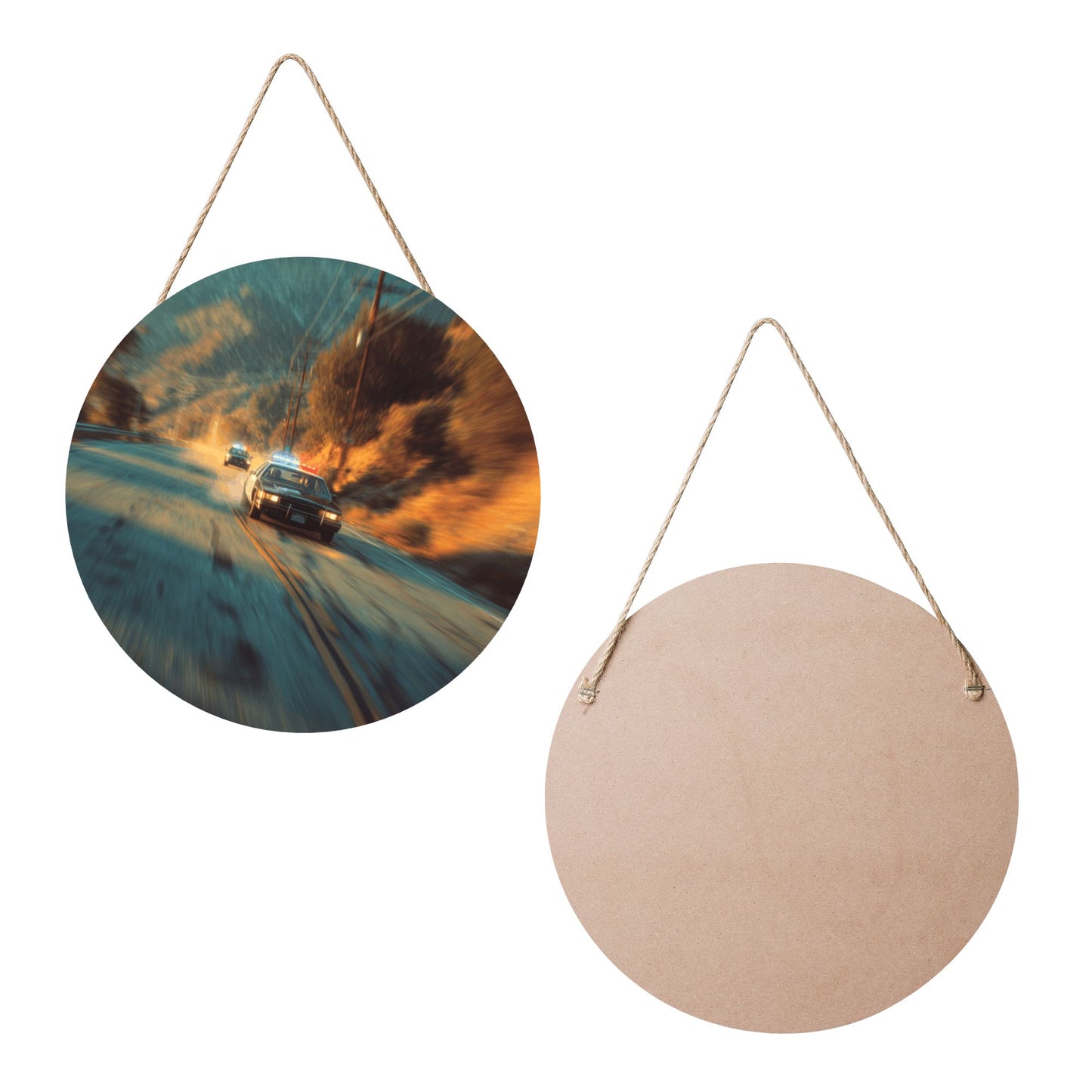 Round Wooden Wall Art · Highway Chase Scene to Ignite Passion and Speed