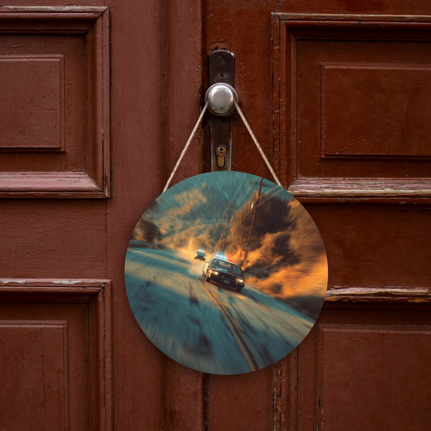 Round Wooden Wall Art · Highway Chase Scene to Ignite Passion and Speed