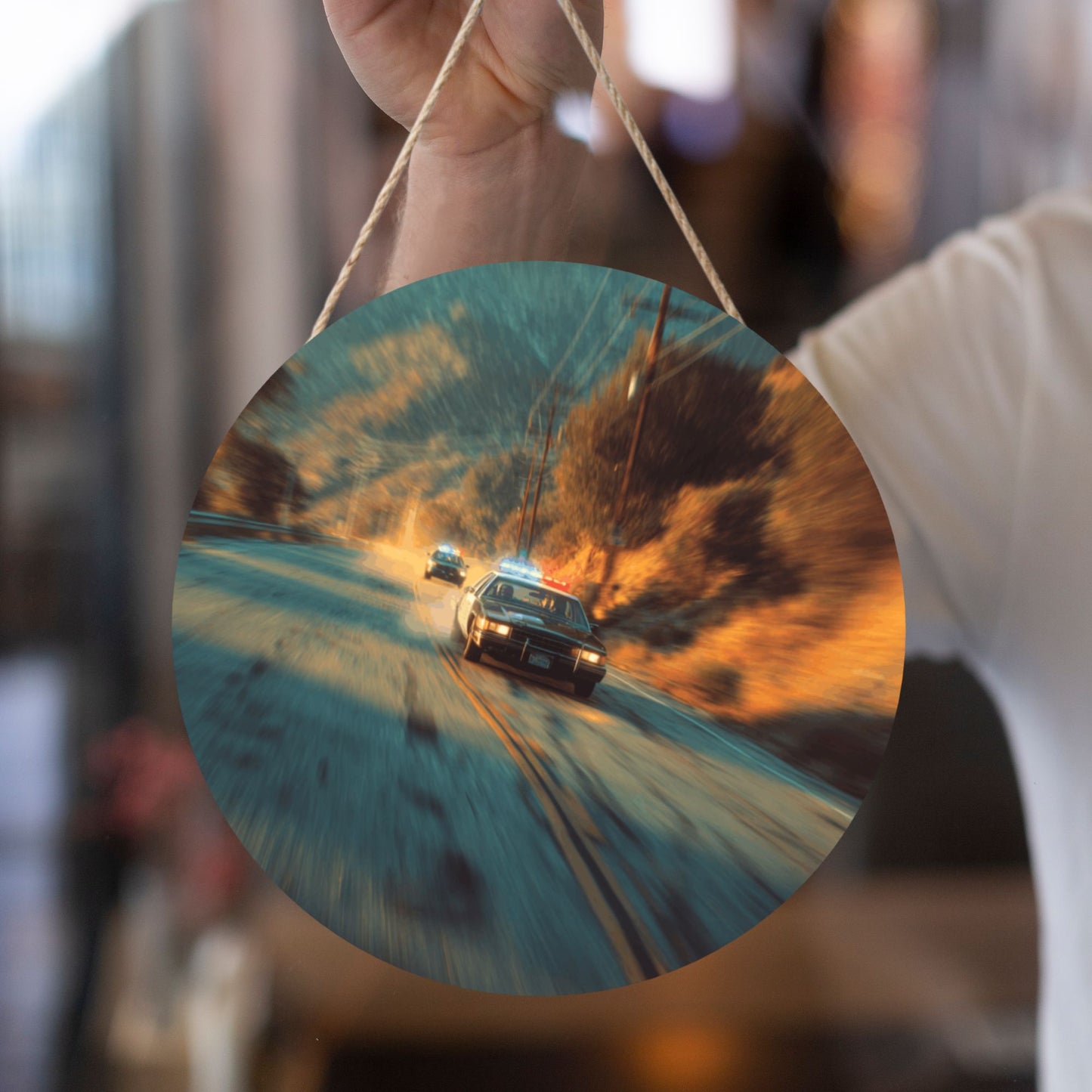 Round Wooden Wall Art · Highway Chase Scene to Ignite Passion and Speed