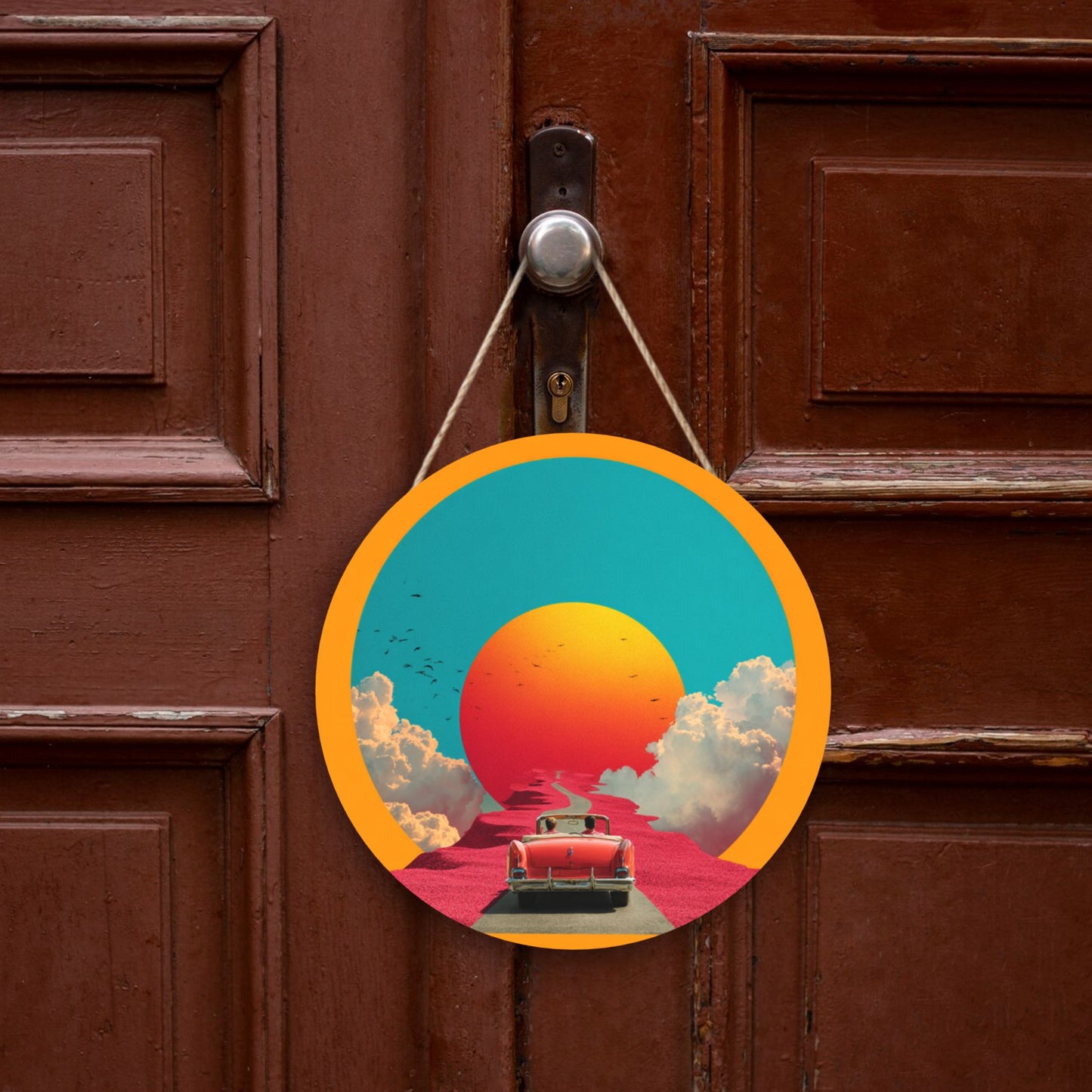 Round Wooden Wall Art · Dreamlike Sunset Highway Scene to Elevate Your Spac