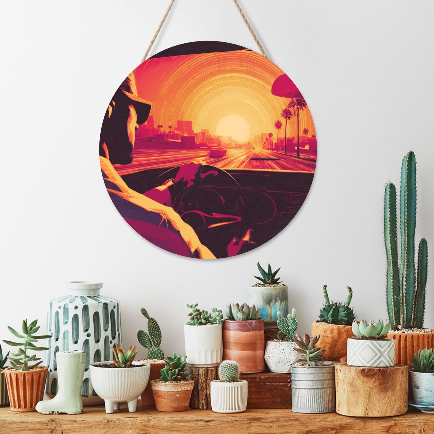 Round Wooden Wall Art · Artistic Hanging Decor